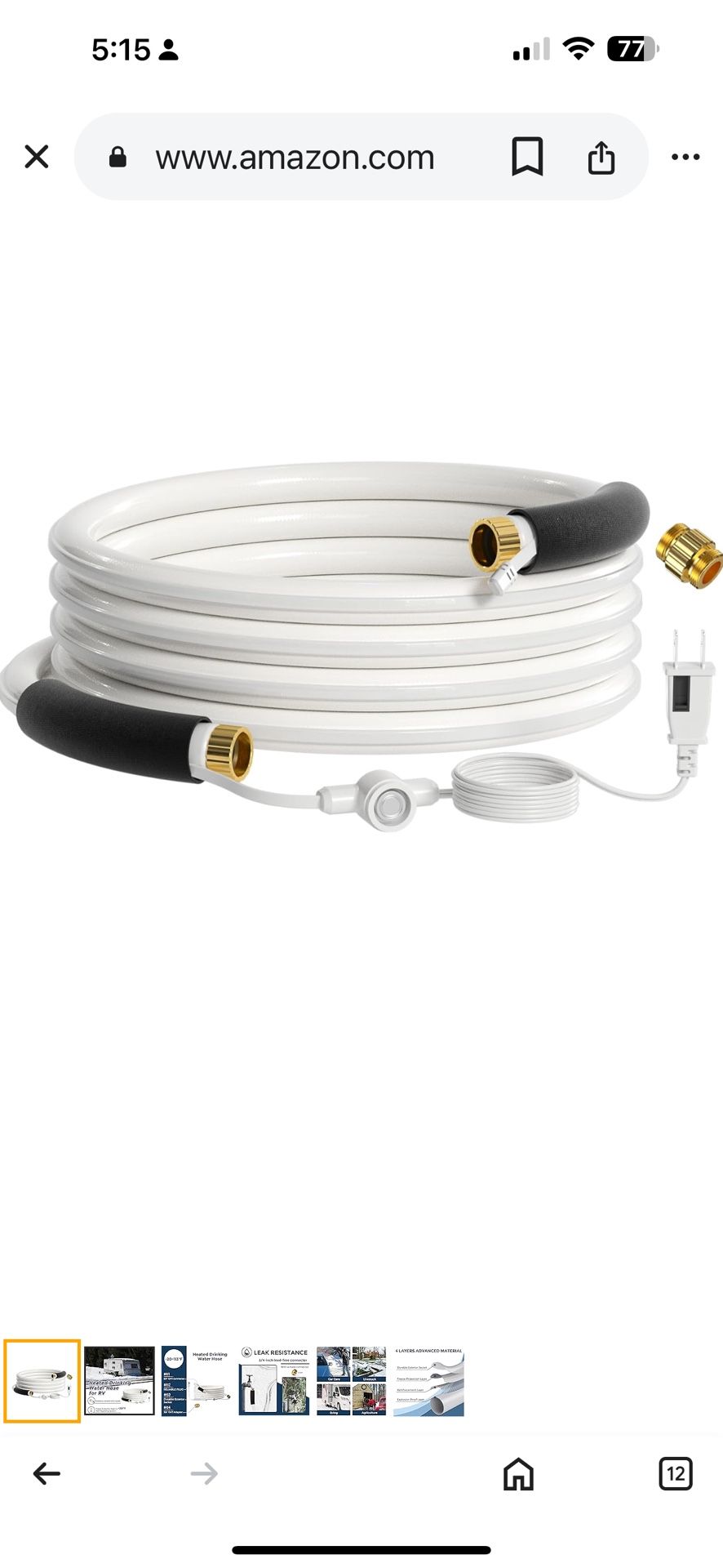 Giraffe Tools 25ft RV Heated Water Hose, Heated Caravan Hose with Energy Saving Thermostat, Withstands Temperatures Down to -20°F, Lead & BPA Free for