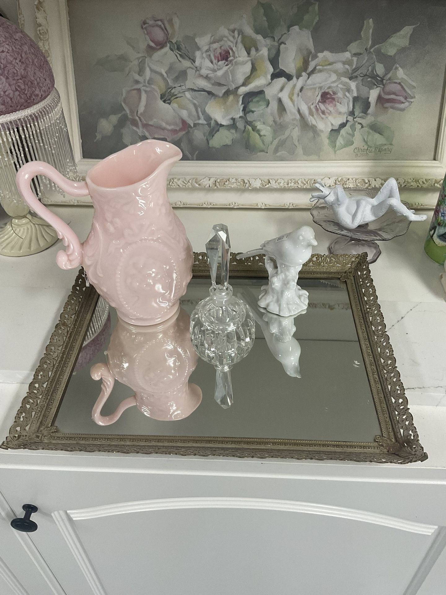 Vintage Hollywood Regency Mirrored Vanities Tray Or Frame