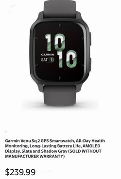 Garmin Venu Sq 2 GPS Smartwatch, All-Day Health Monitoring, Long-Lasting Battery Life, AMOLED Display, Slate and Shadow Gray (SOLD WITHOUT MANUFACTURE