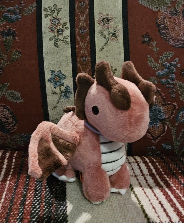 BELLZI DRAGGY FLYING DRAGON PINK & MAUVE STUFFED PLUSH ANIMAL TOY 10"