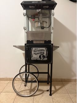 10 oz Vintage Popcorn Machine with Cart, Black