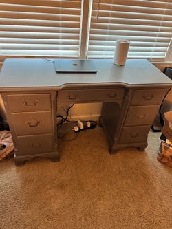 Solid Wood 7 Drawer Desk