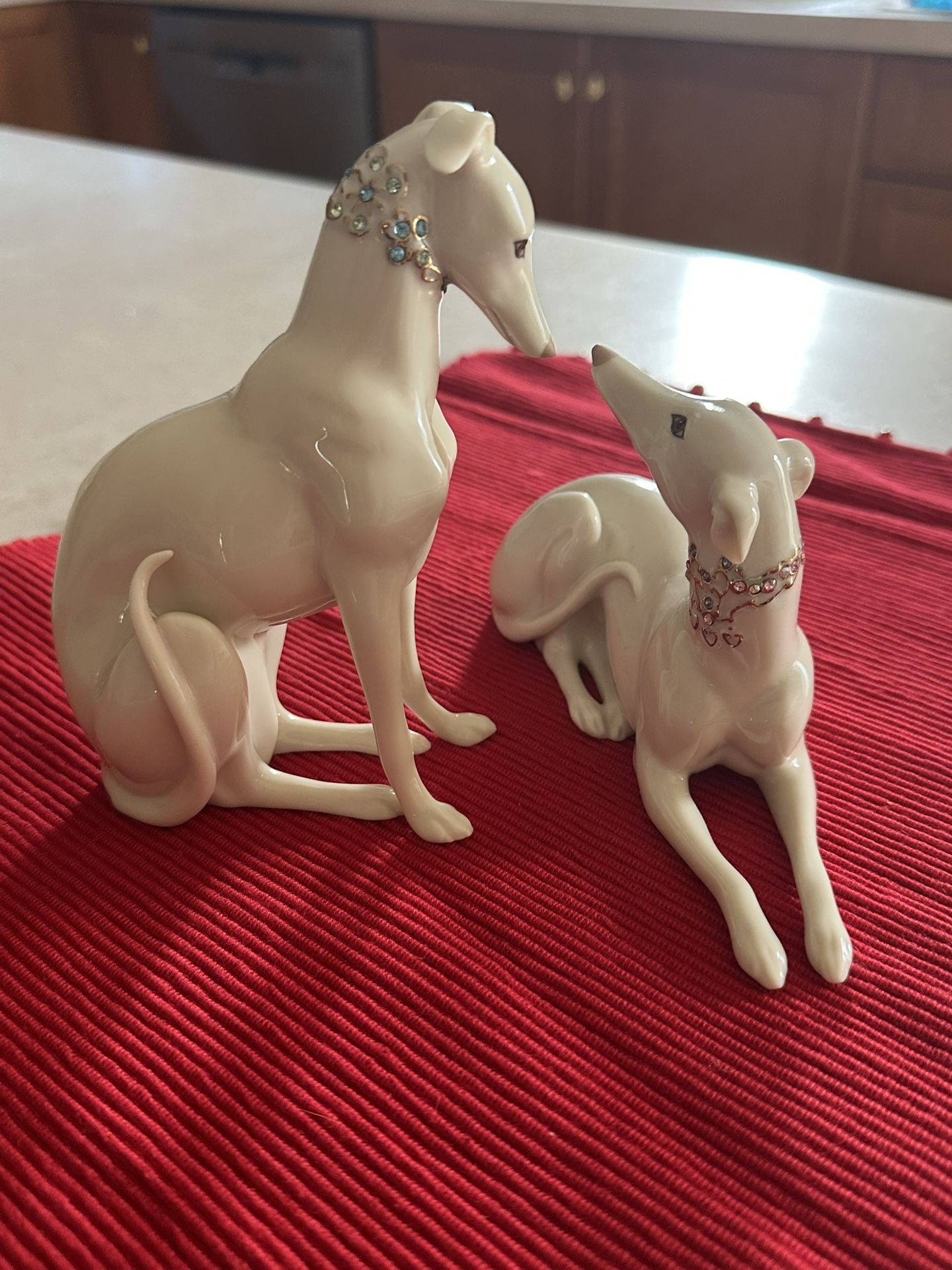 Rare!  Kissing Greyhounds!  Piece Is Called Jeweled Devotion By Lenox