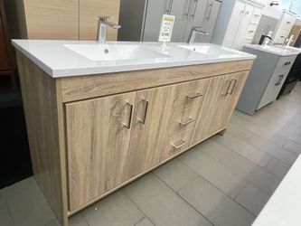 New 72D” Bathroom Vanity - White Oak