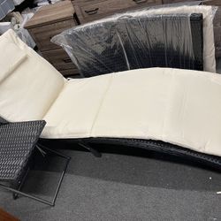 Set 2 Lounge Chairs And Table New Adjustable Back 