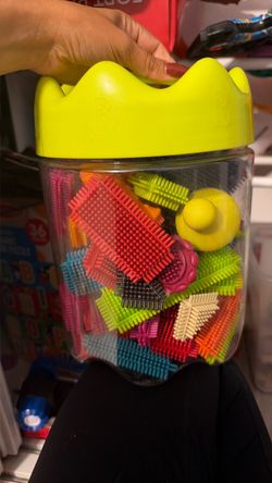 Colorful Bristle Block Toy Set in Container