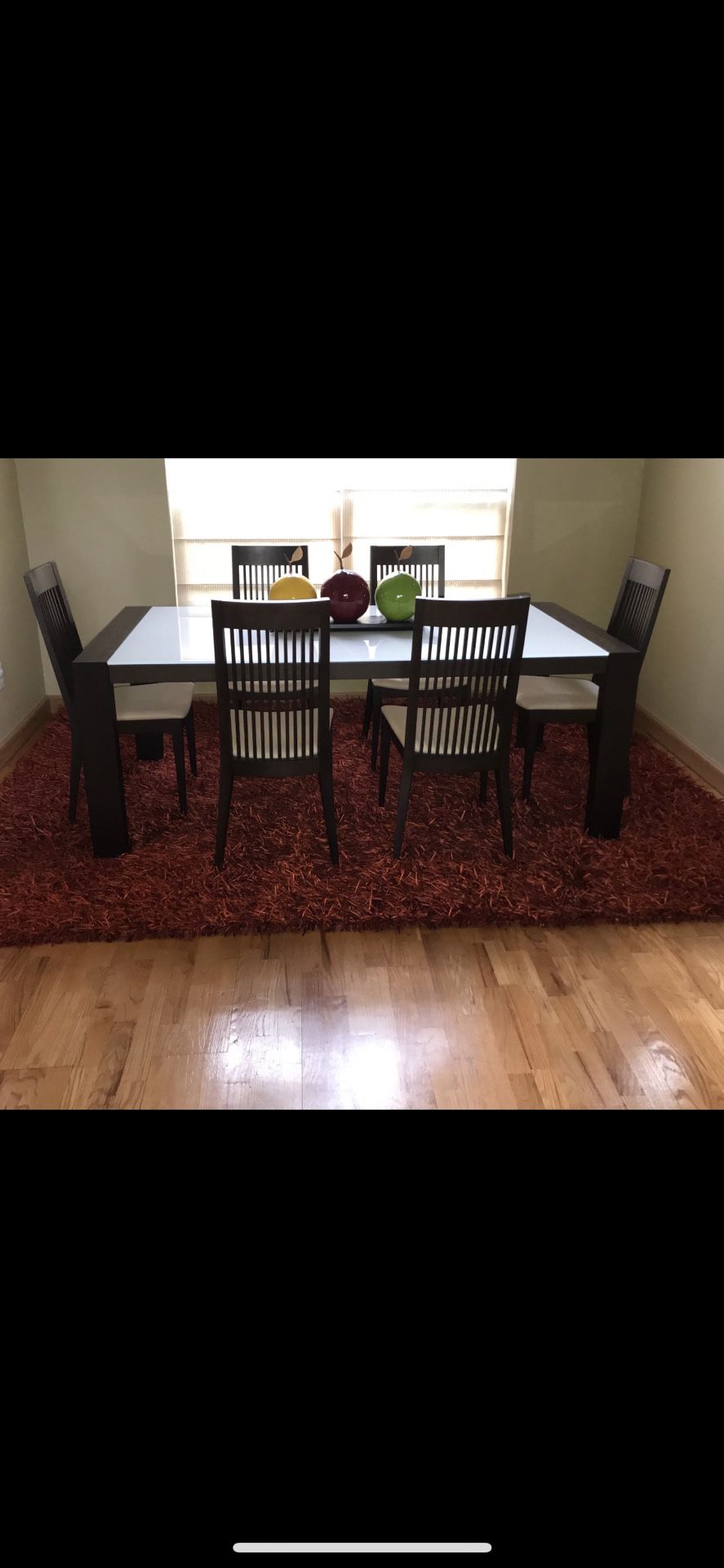 Italian Dinner Table Set (Calligari’s) W/ Slat Back chairs and authentic carpet