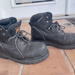 TIMBERLAND LEATHER STEEL TOE WORK BOOTS SIZE 10 GOOD CONDITION USED COUPLE TIMES 
