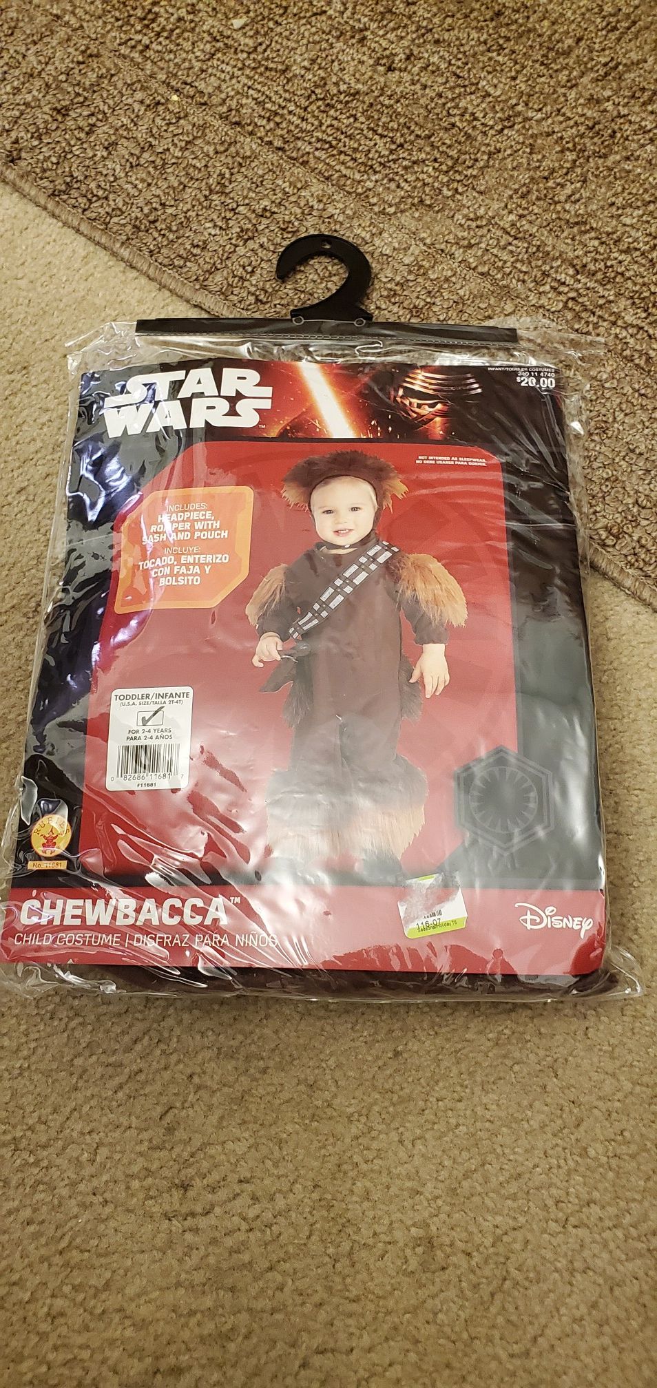 CHEWBACCA BOYS COSTUME NEW SIZE 2/4