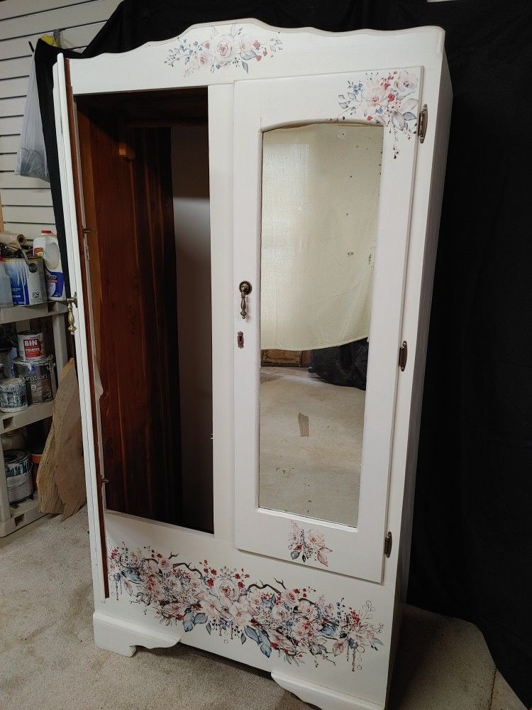 ***REDUCED***Vintage Cedar mirrored armoire