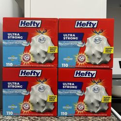Hefty Ultra Strong 13 Gal. Clean Burst Tall Kitchen Trash Bags (110-Count) 4 packs