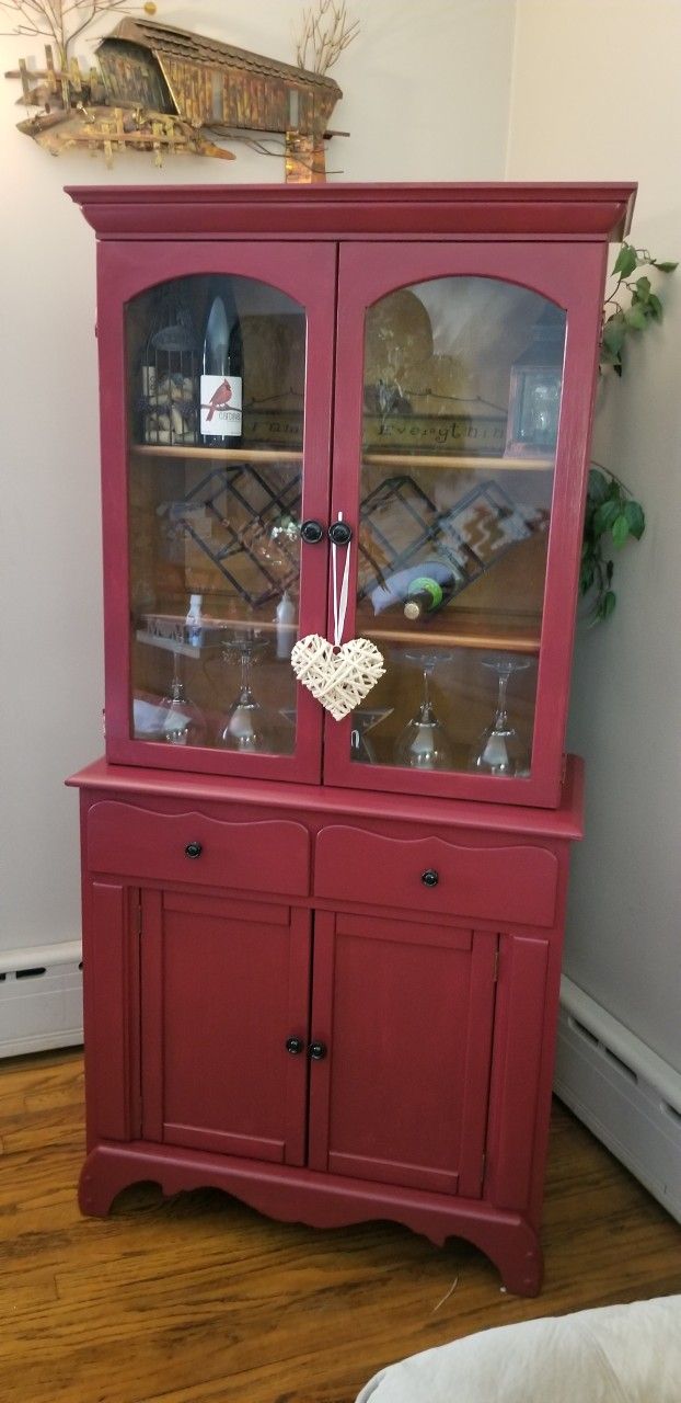 Refurbished Wine Antique Hutch