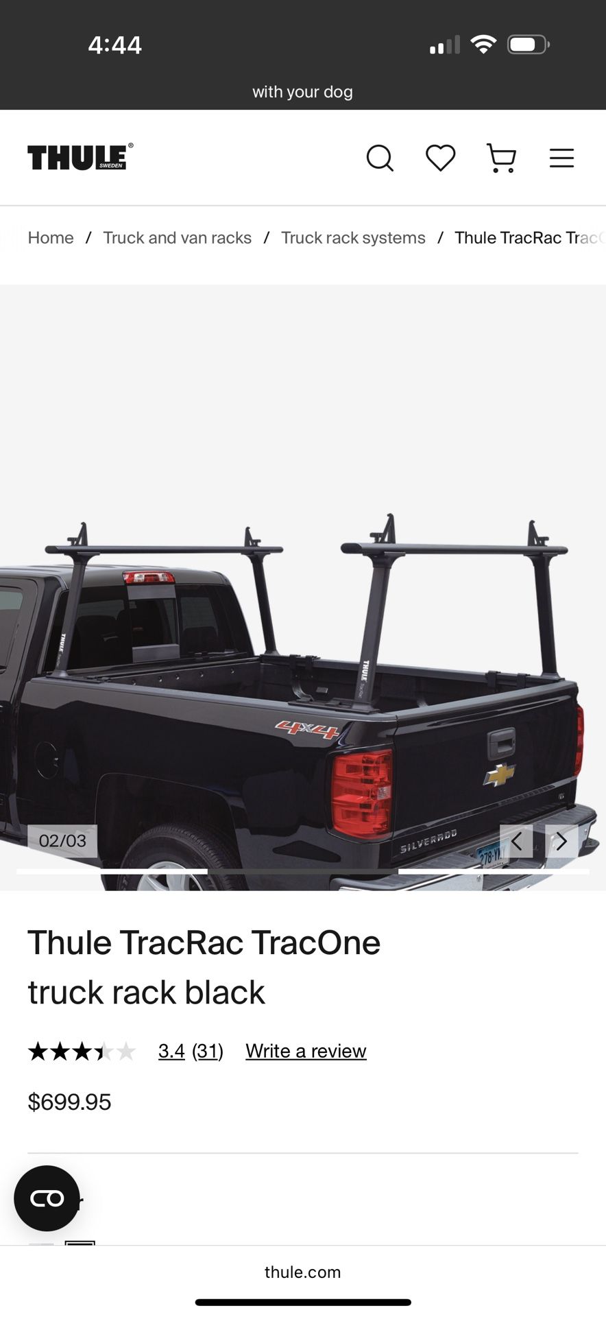 NEW Thule truck rack black