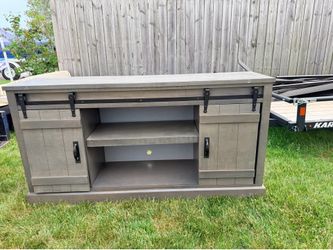 Whalen Furniture "Descanso" highboy  Rustic Barn Door TV Stand