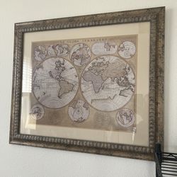Framed With Glass World Map