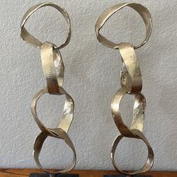 Modern Accent Cadena Gold Ribbon Statues