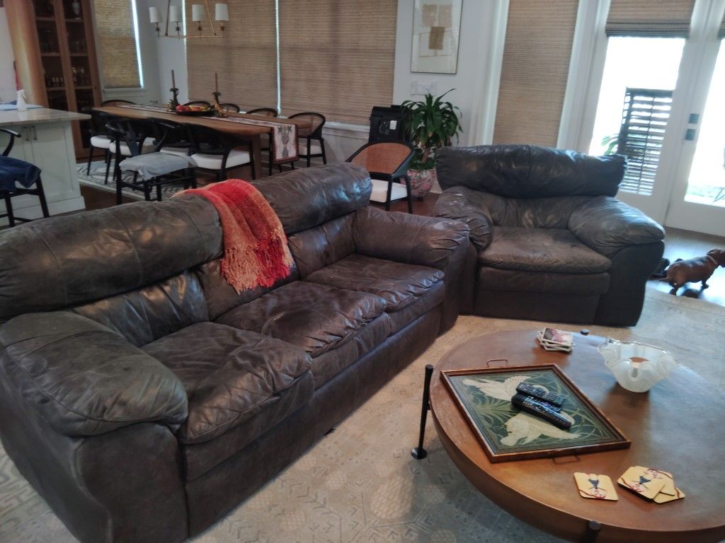 Leather Couch and Chair