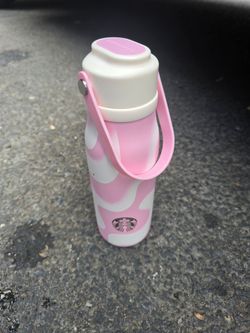 Starbucks Pink Cow Print Tumbler with Strap