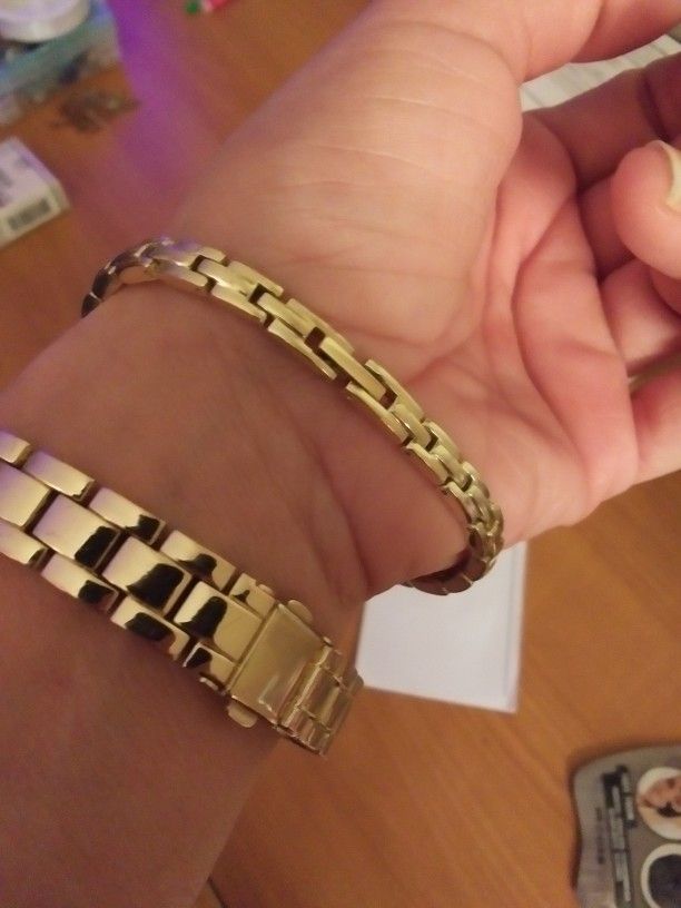 Gold Plated Watch And Bracelet Set