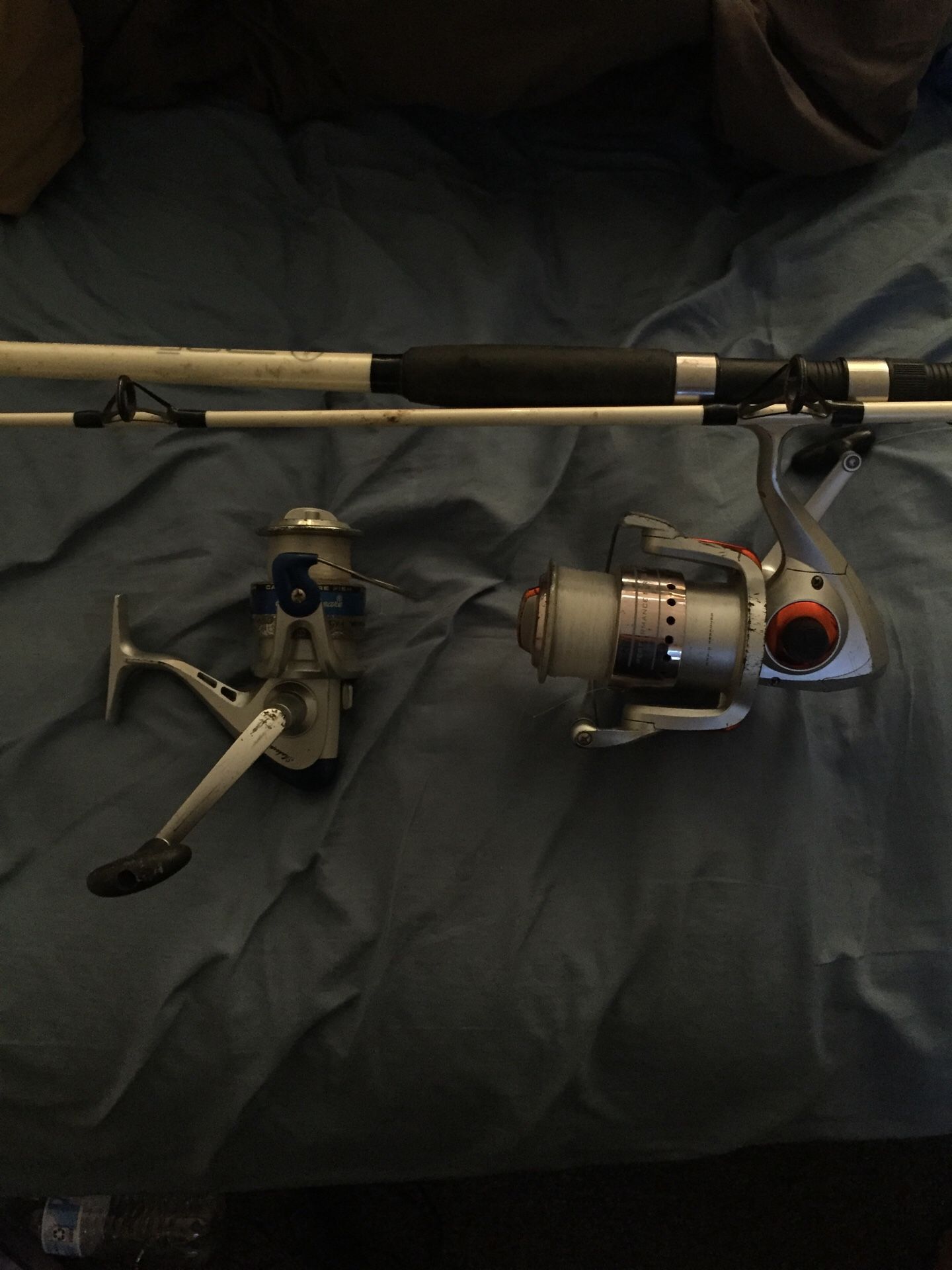 Fishing rod and 2 reels good condition