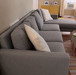 Gray Fabric Sectional Sofa with Chaise