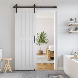 White Sliding Barn Door with Hardware Kit-Brand New