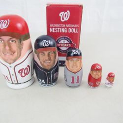 Washington Nationals 2015 Nesting Dolls Scherzer, Zimmerman, Harper, Cordero, Robinson SGA
