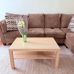 Brown sofa  with coffee table