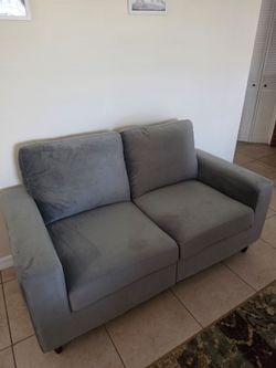 Love seat couch suede gray