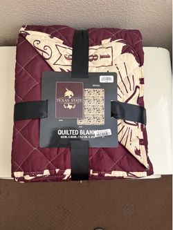 Texas State Bobcats Quilted Blanket Polyester Maroon/Beige 60 in x 80 in