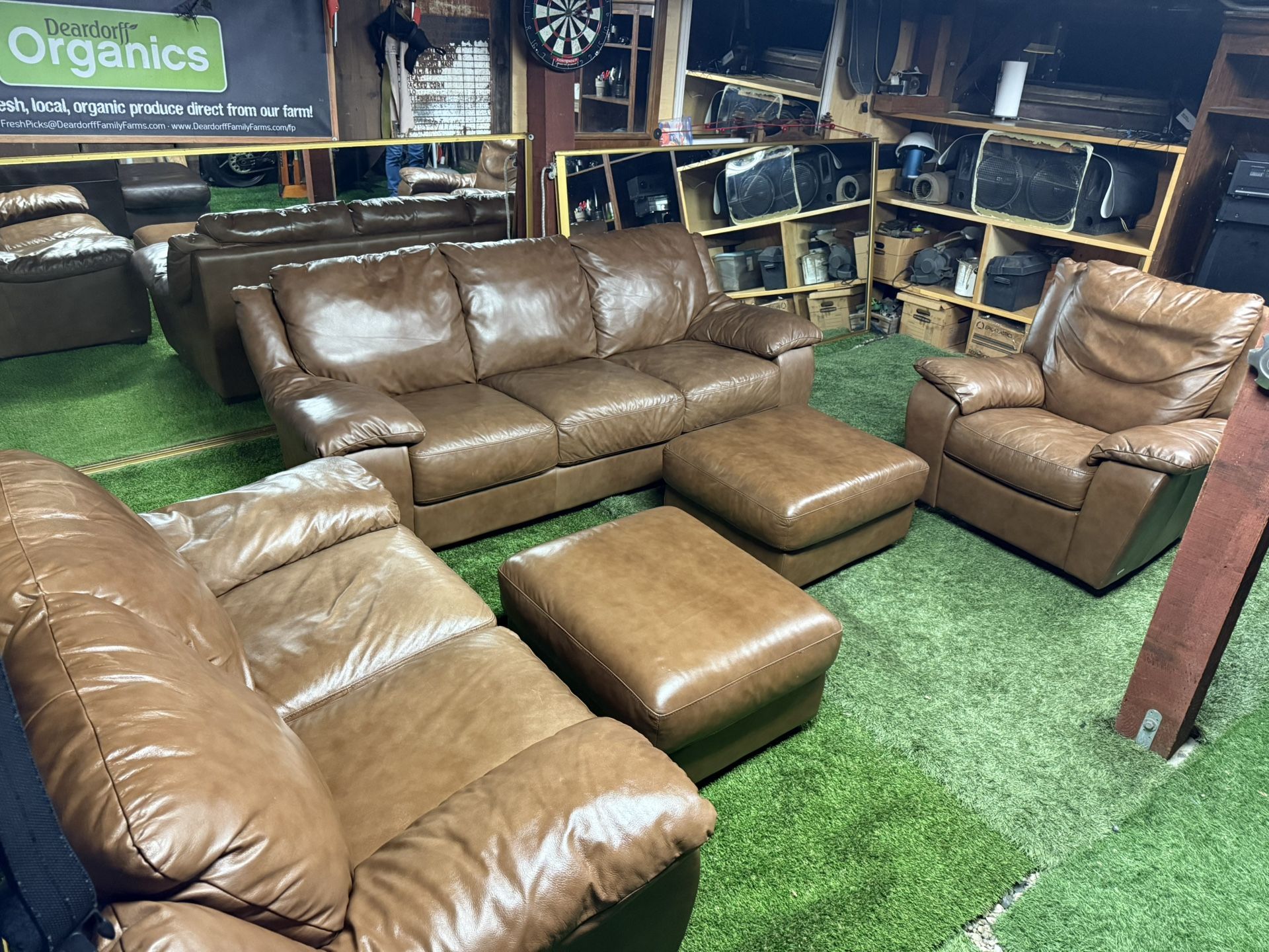 ItalSofa Leather Couch 5 Set