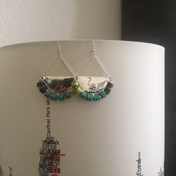 Colorful pendant sterling silver earrings
