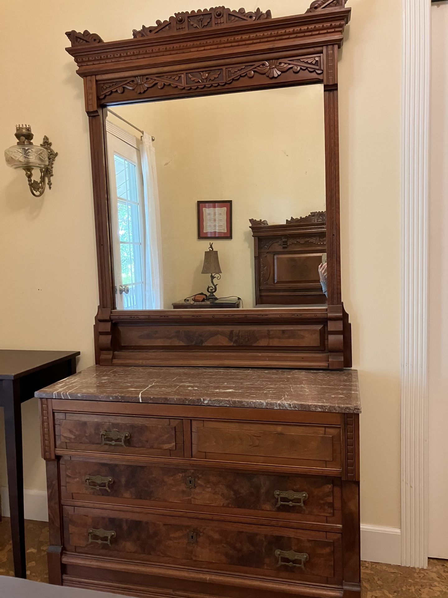 Antique mirrored chest of drawers
