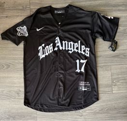 Los Angeles Dodgers Ohtani Old English black jersey