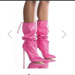 Pink Versatile Knee High Scrunch Boot