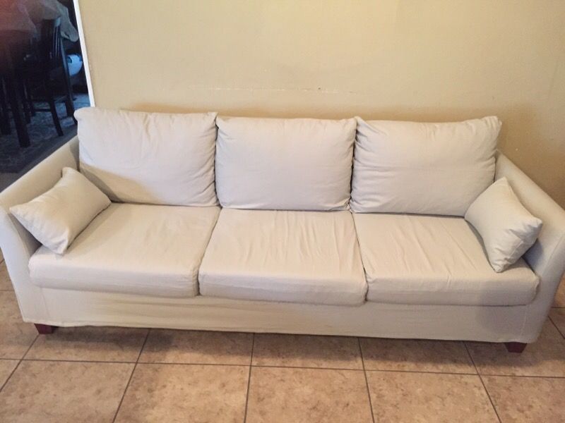 World Market Luxe 3-seat Sofa & Stone Slipcover