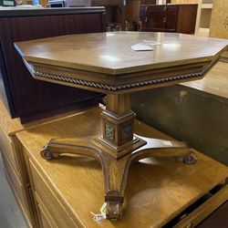 Walnut Octagon Vintage Side Table 