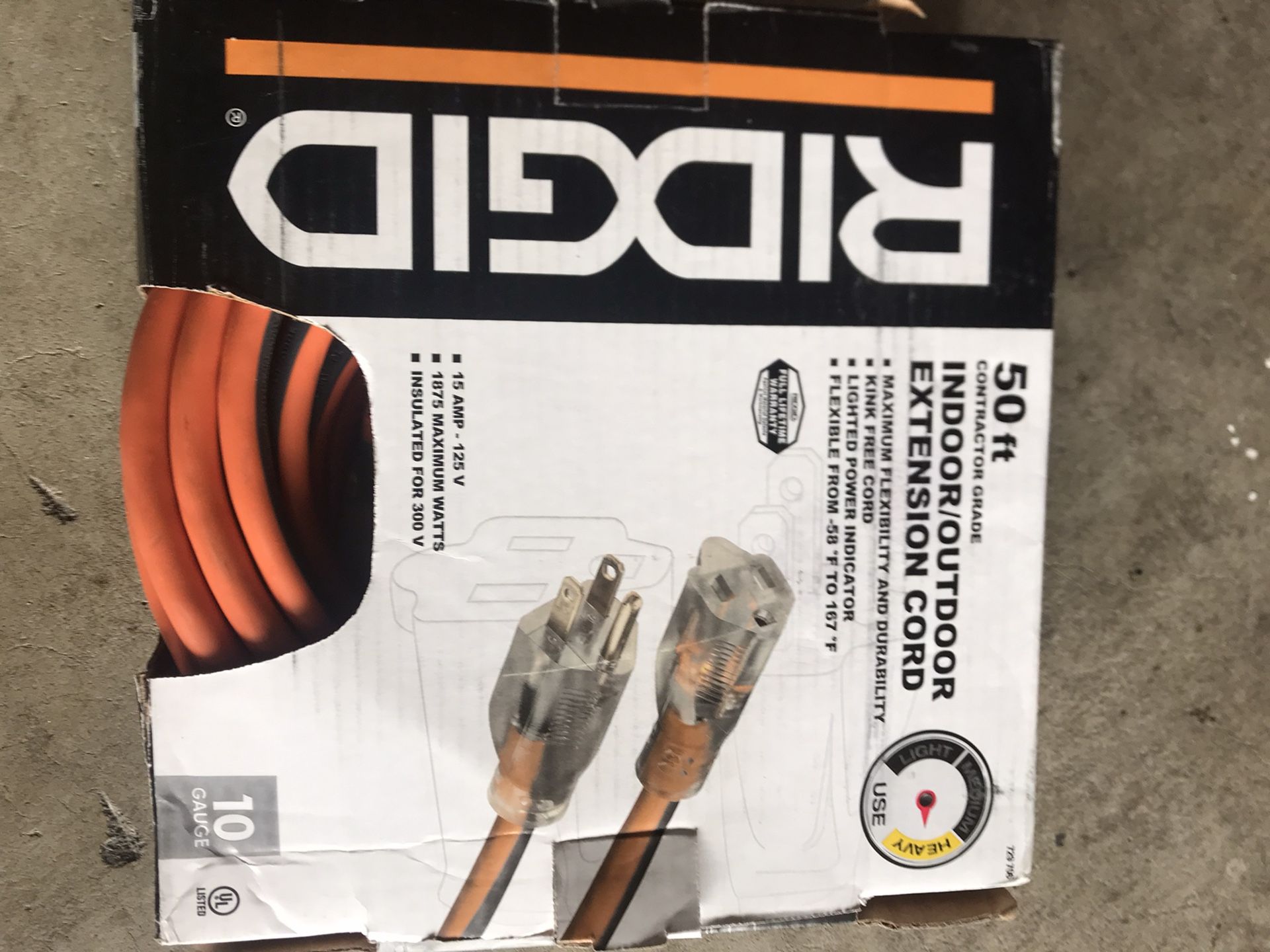 50. Ft. Rigid 10 Gauge Extension Cord
