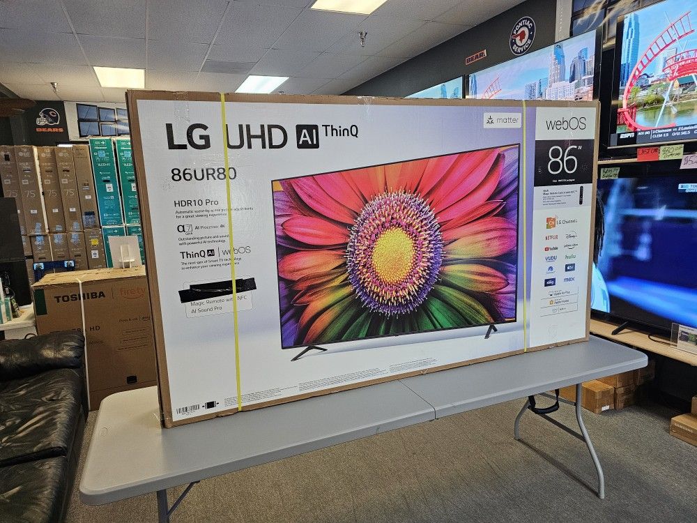 86 INCH LG UHD 120HZ TV'S AVAIL 6-28 86UR8000 BLUETOOTH MAGIC REMOTE W/WARRANTY - PAYMENT PLANS