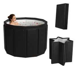 SOTOS Portable Bathtub for Adults, Foldable Collapsible Bath Tub for Shower and Cold Plunge, 7-Layer Insulated Large Capacity with Dual Drains for Hom