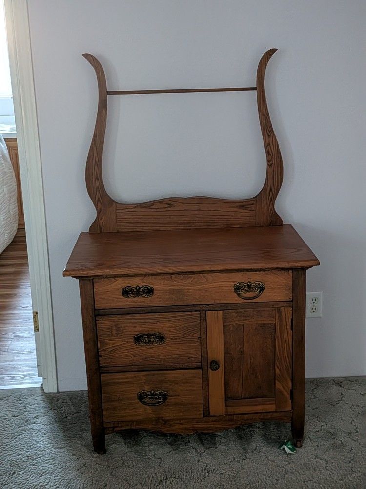 Antique Oak Washstand dresser cabinet