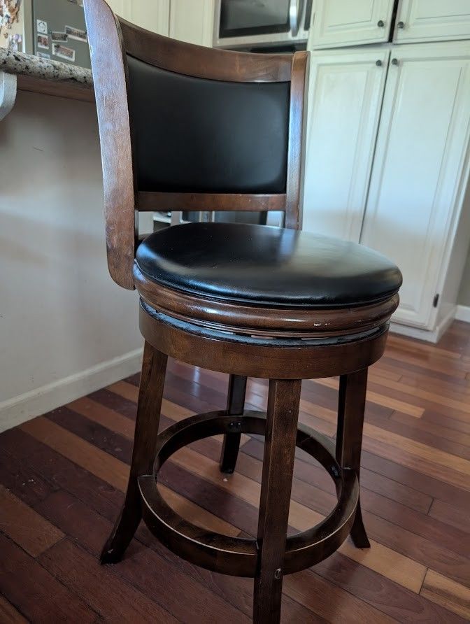 solid wood swivel cushioned leather barstool counter stool with back