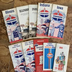 Vintage Road Map Collection – Standard Oil, Texaco, Gulf, AAA (Mid‑Century Lot)