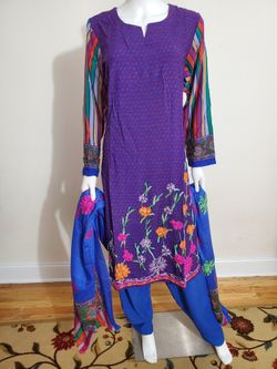Pakistani Shalwar Kameez Linen Embroidery Stitched XL