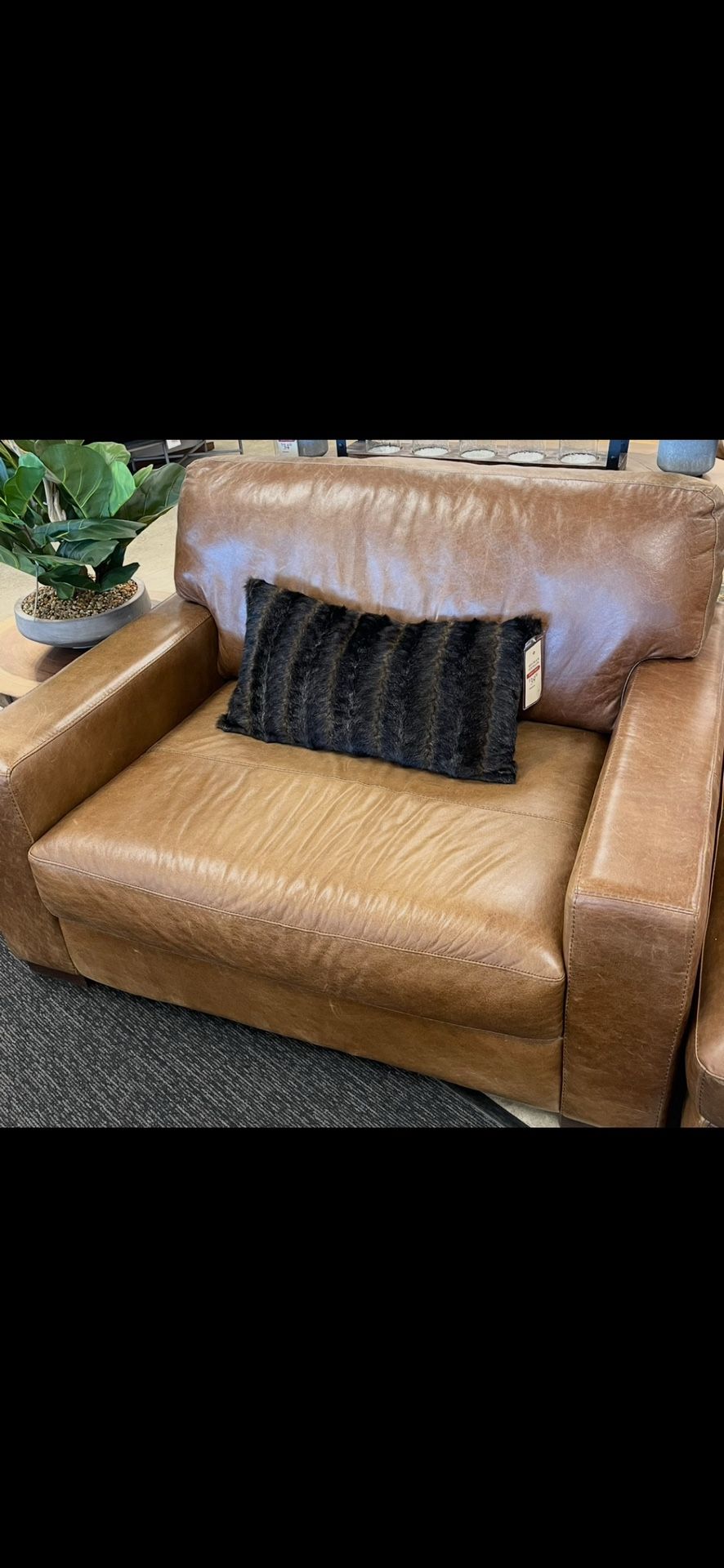 Brown Leather Couch’s and Ottoman