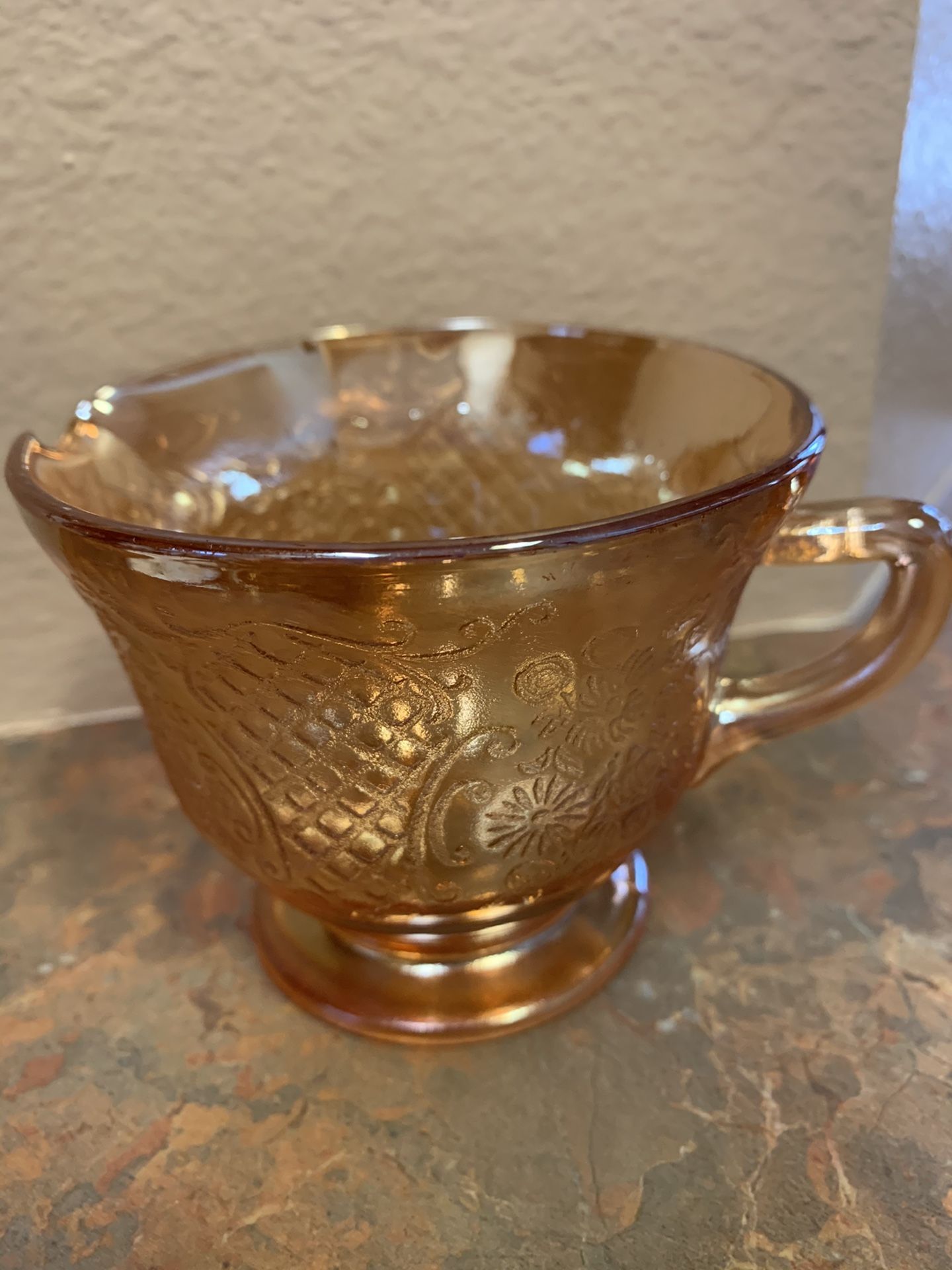 Vintage Orange Iridescent Carnival Glass Creamer