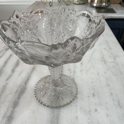Footed Pedestal Glass Vase -Vintage
