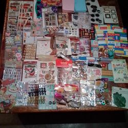 Large Lot Of Scrapbooking Stickers And Paper