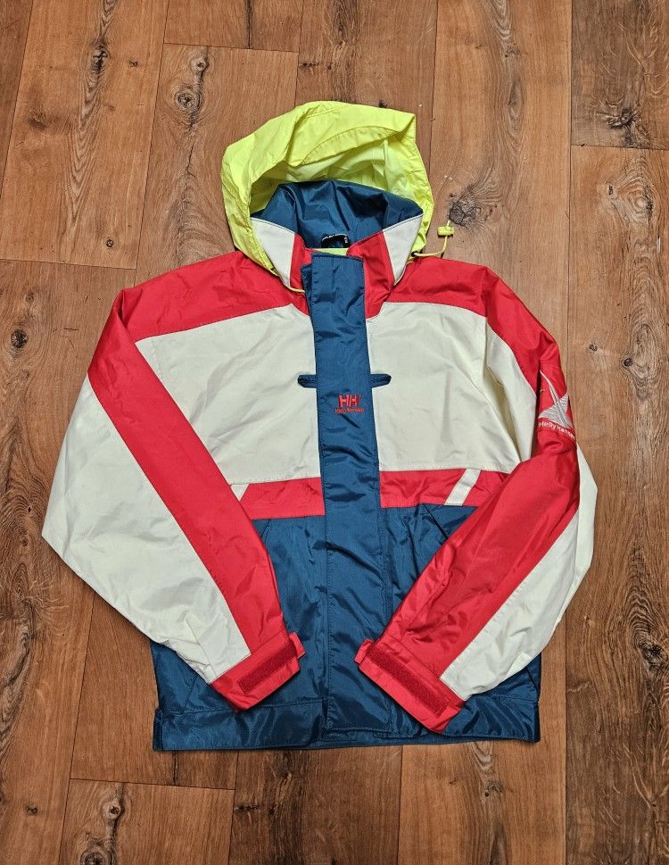 VINTAGE Helly Hansen Men's Sailing Jacket Size XS/S Waterproof Full Zip Hooded 