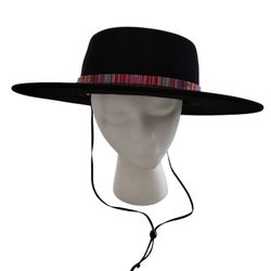 Shyanne Flat Hat 100% Wool Felt Western Cowboy Rodeo One Size O/S Color Black 

